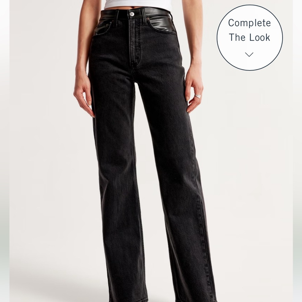 Abercrombie black jeans with leather at top